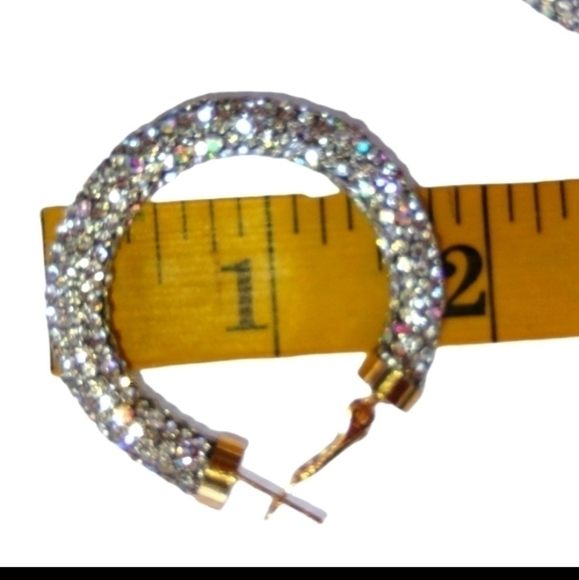 Crystal Iridescent Hoop Earrings NWOT - Picture 4 of 4